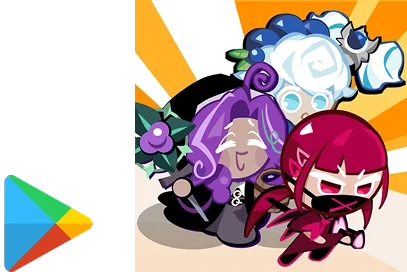 Tre personaggi in stile anime del gioco CookieRun: un ninja dai capelli magenta con mascherina, un personaggio sorridente con capelli viola e un personaggio con decorazioni di mirtilli e panna.